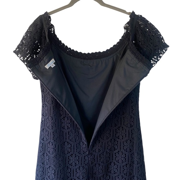 Shoshanna Crochet Black Lace Cap Sleeve Above Knee Cocktail LBD Dress SZ 8 - Picture 8 of 12